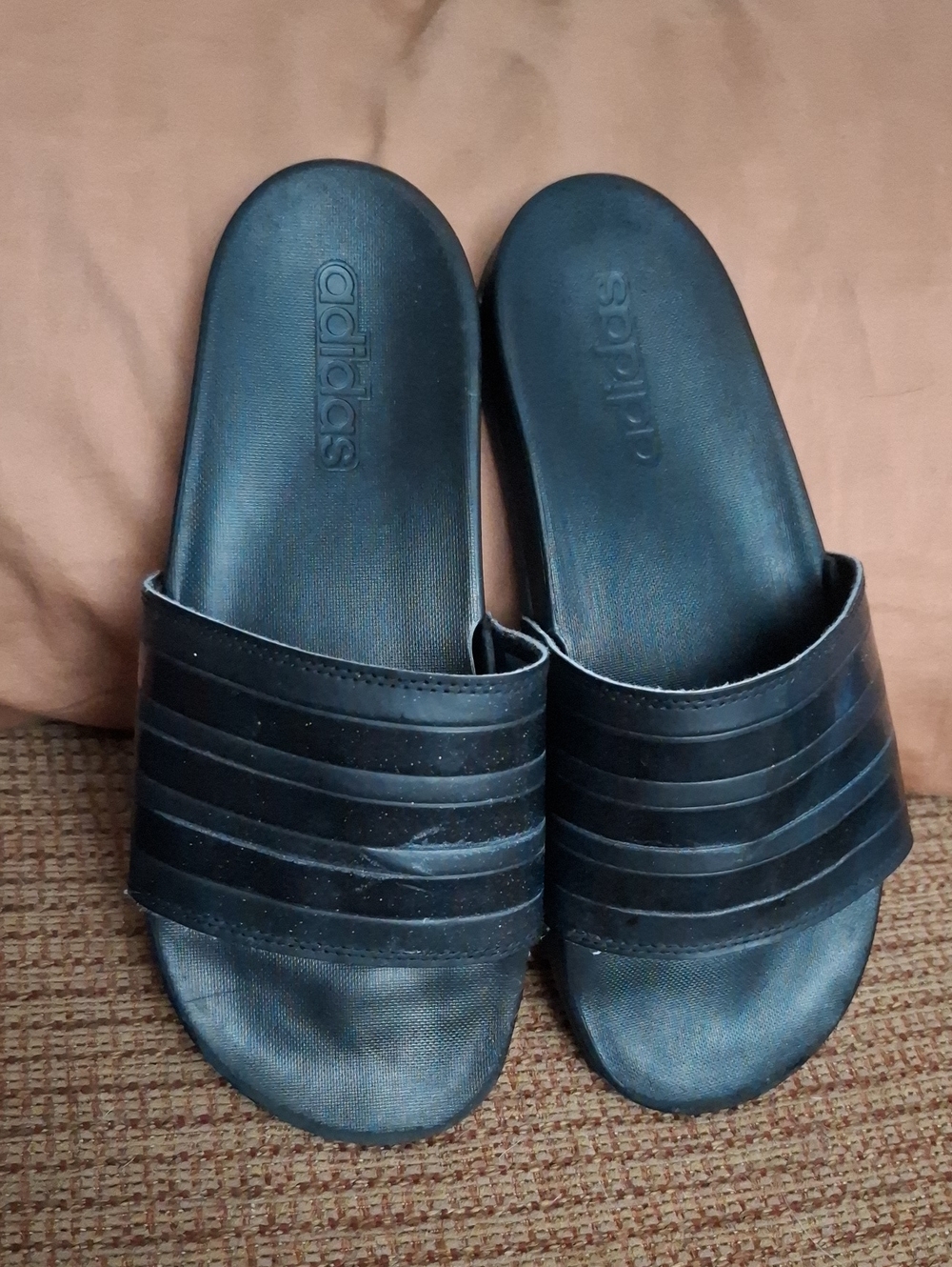 Adidas Adilete UNISEX Black Slide Sandals with Striped Strap